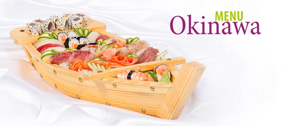 Menu Okinawa  Soupe, Crudités, Riz | Assortiment de 35 Sashimis + 10 Sushis + 8 Makis + 8 California Makis |   55.00 €